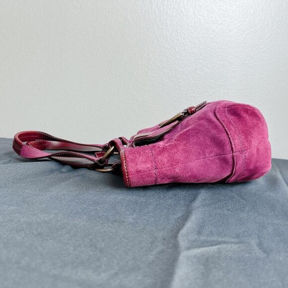Coach Hampton Bucket Purple Suede Leather Shoulder SOHO Mid Size Tote Bag 9676 - Picture 6 of 12